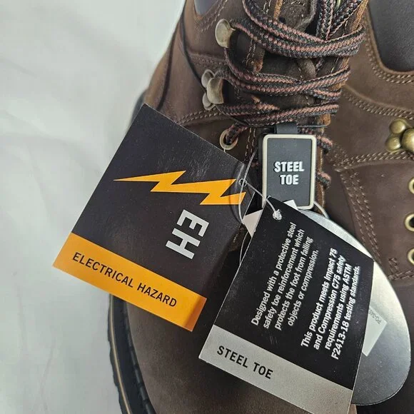Laredo Brown Ruf Rider Steel Toe Lace Up Boots Men's Size 8.5 66344